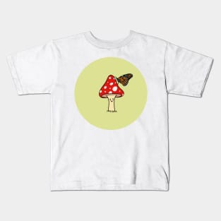 Kind Mushroom and Butterfly Kids T-Shirt